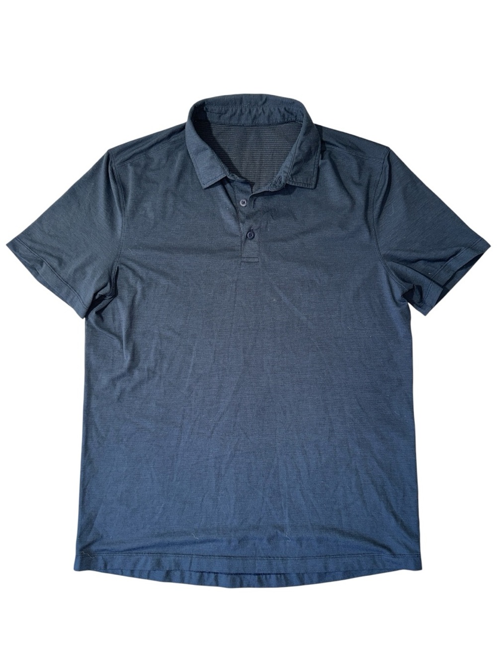 Lululemon mens L Large navy blue solid performance golf polo shirt EuC